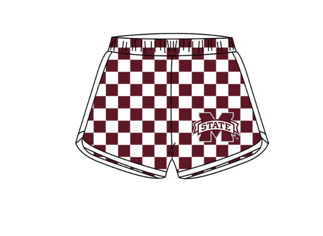 Custom moq 5 mix size milk silk summer teams Boy's Dark Red Short Sleeved Top Plaid Shorts Set Girl's Short-Sleeved Set with Matching Swimsuits Adult Shorts