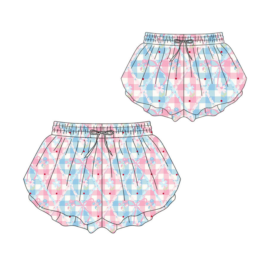 25.10.23 custom each style moq 5 eta 6-8 week Sibling Sister bow floral baby kids clothes summer shorts and adult shorts match design