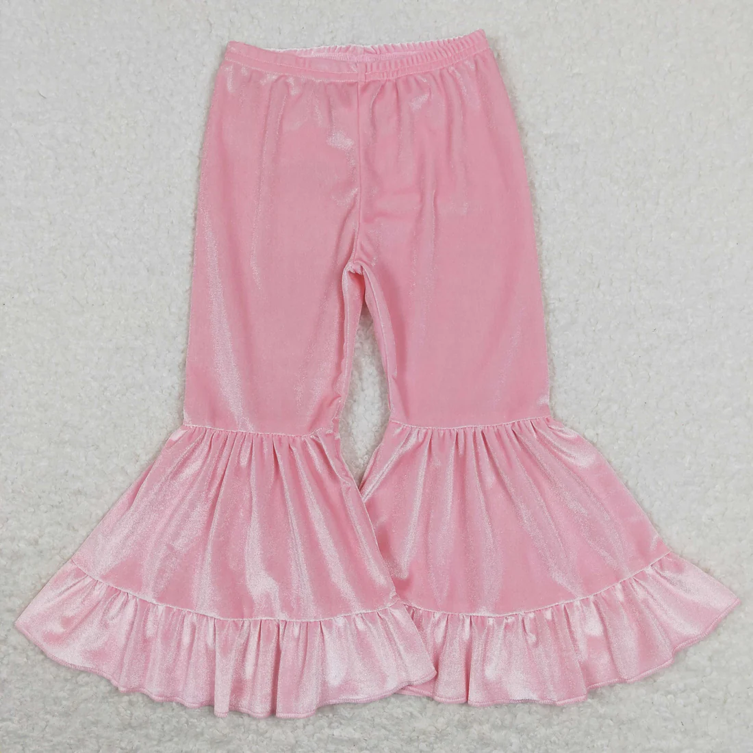 RTS NO MOQ Sibling baby girls clothes Solid color cotton velvet flared pants