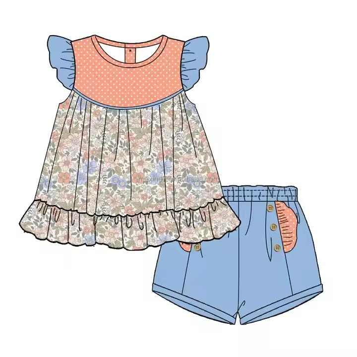 Custom moq 5 each style eta 6-7weeks baby girl clothes short sleeve shorts sets and dress-25.8.2