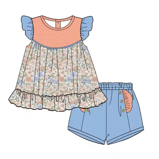 Custom moq 5 each style eta 6-7weeks baby girl clothes short sleeve shorts sets and dress-25.8.2