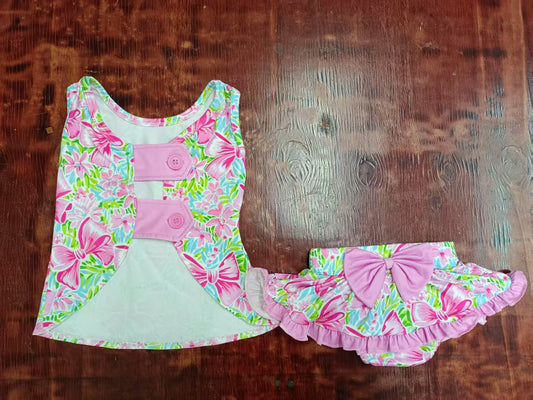 Custom moq 3 eta 6-7weeks baby girl clothes floral sleeve briefs sets