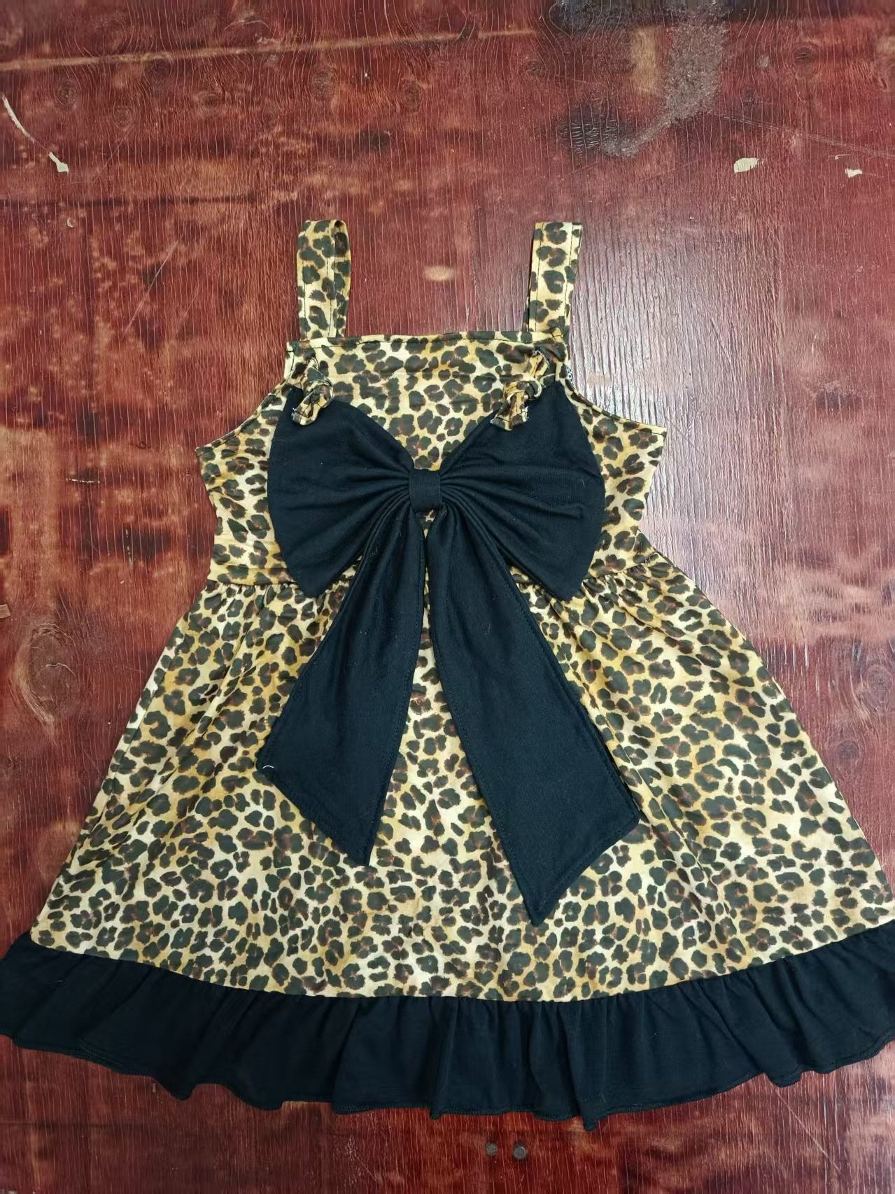 Custom moq 3 eta 6-7weeks baby girl clothes leopard sleeveless dress