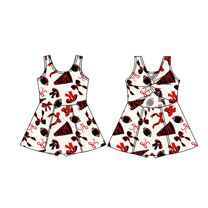 Custom moq 5 mix size milk silk summer teams baby girls clothes team bow red sleeveless skirts sets and dress 3 and skirts-25.8.21