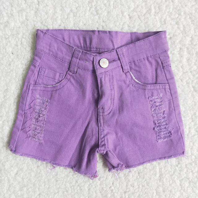 RTS NO MOQ Sibling Baby Girls mustard distressed denim shorts