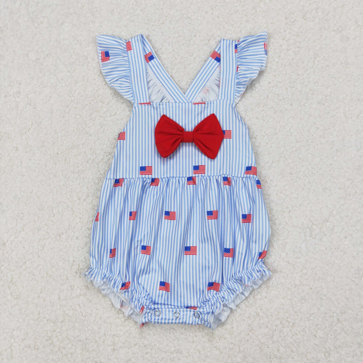 RTS 4th of july embroidery flag Short Sleeve Shorts Set romper