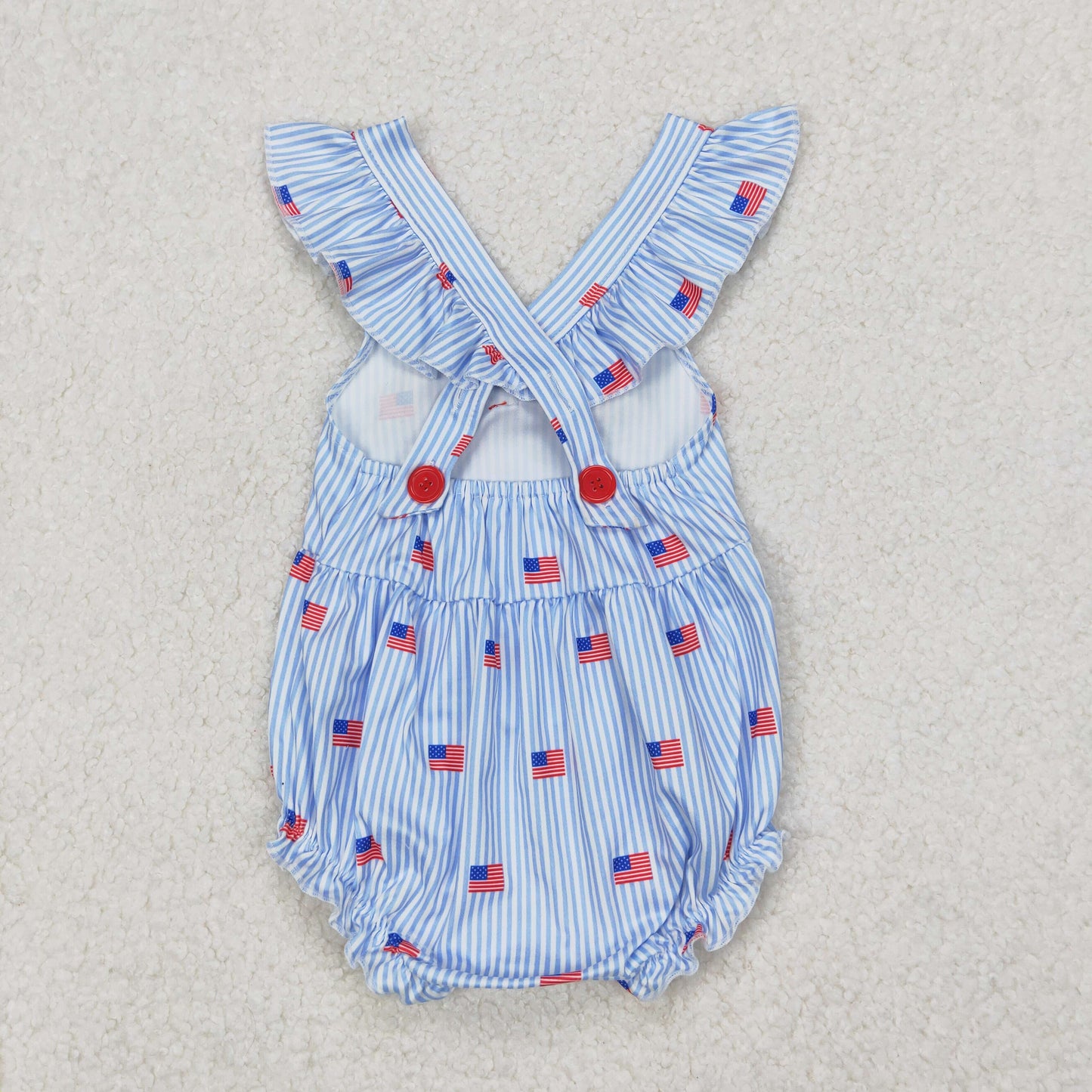 RTS 4th of july embroidery flag Short Sleeve Shorts Set romper