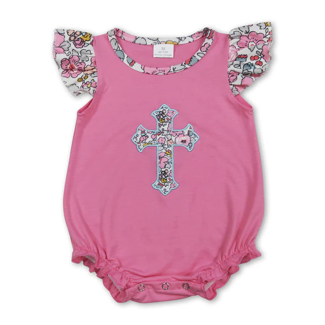 RTS NO MOQ Sibling Baby Girls Flutter Sleeve Easter Ruffle Rompers