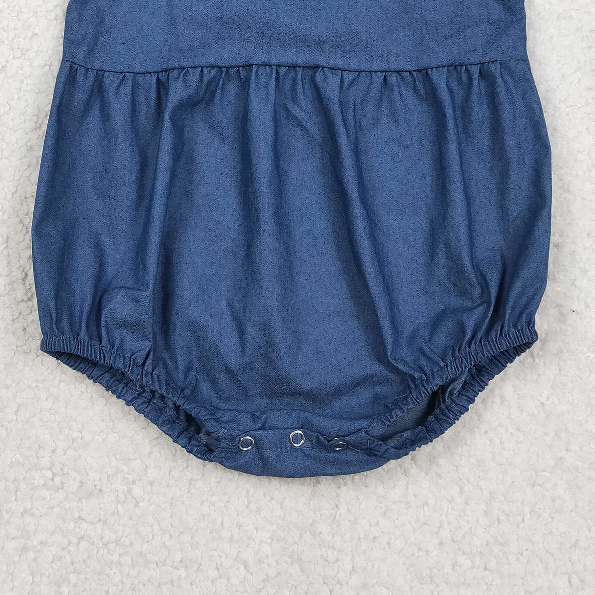 RTS NO MOQ SR3734 Baby Girls Hot Denim Blue Ruffle Rompers with Flutter Sleeves Infant Outfit