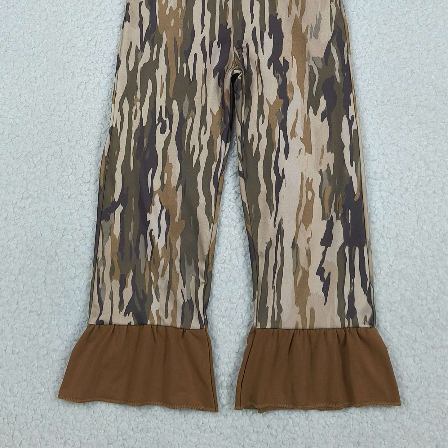 RTS NO MOQ SR4047 Toddler Girls Strap Jumpsuits Olive Camo Hunting Style With Deer Embroidery