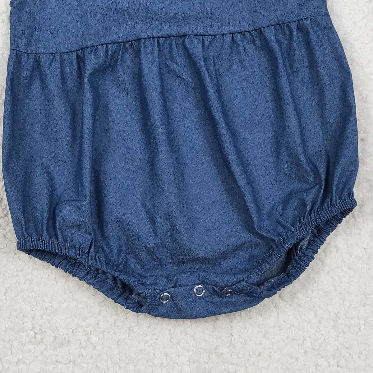 RTS NO MOQ SR3734 Baby Girls Hot Denim Blue Ruffle Rompers with Flutter Sleeves Infant Outfit
