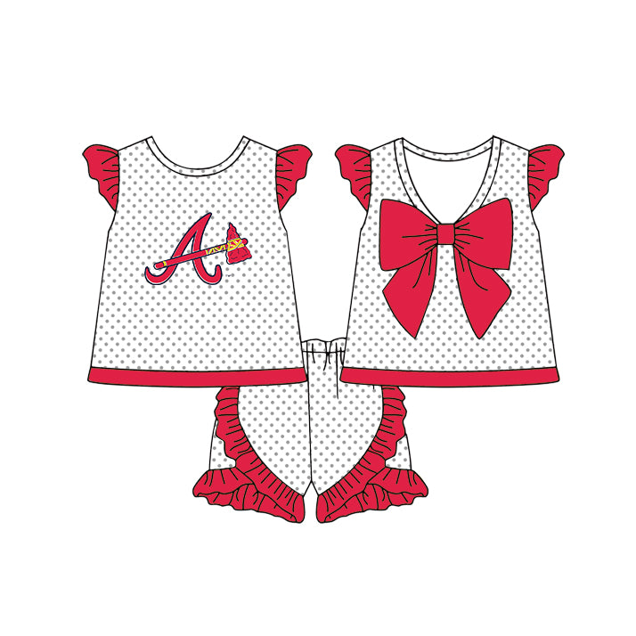 Custom moq 5 mix size milk silk summer teams Girls Long Sleeve Red Top Matching Short Sleeve Set Boys Tops
