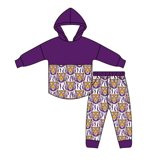 Custom moq 5 mix size eta 6-8weeks milk silk summer teams purple baby boy clothes hooded long sleeve pants sets-25.10.24