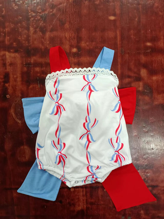 custom moq 5 eta 4-6weeks mix size baby girls clothes bow red sleeveless summer Romper
