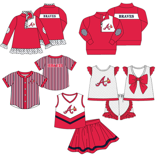 Custom moq 5 mix size milk silk summer teams Girls Long Sleeve Red Top Matching Short Sleeve Set Boys Tops