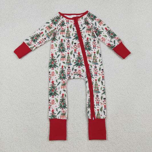 RTS NO MOQ（In Stock) LR2507 Nutcracker Christmas Tree Zippered Long-Sleeved Bodysuit