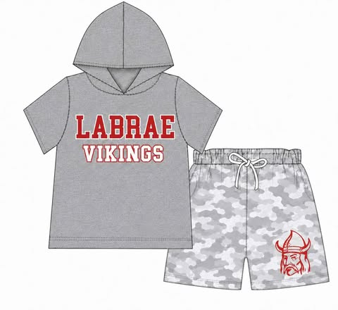 custom moq 5 mix size KABRS01 Baby Kids Grey Red Short Sleeve Hooded Shirt Top Camo Shorts Sets Bows Sleeveless Top Shorts Sets Blankets