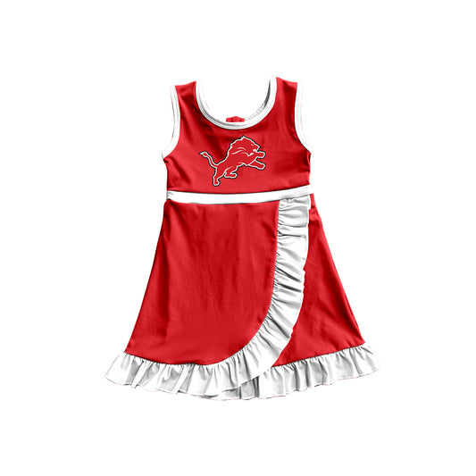 Custom moq 5 mix size milk silk summer teams Baby Girls White Red Scallop Sleeveless Yoga Knee Length Dress