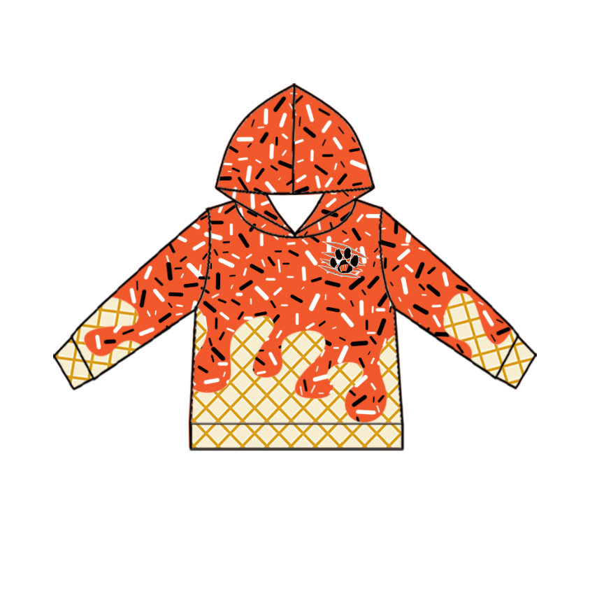 Custom moq 5 mix size milk silk baby girls clothes team bow orange hooded long sleeve tops and shorts and jacket and dress-25.7.25