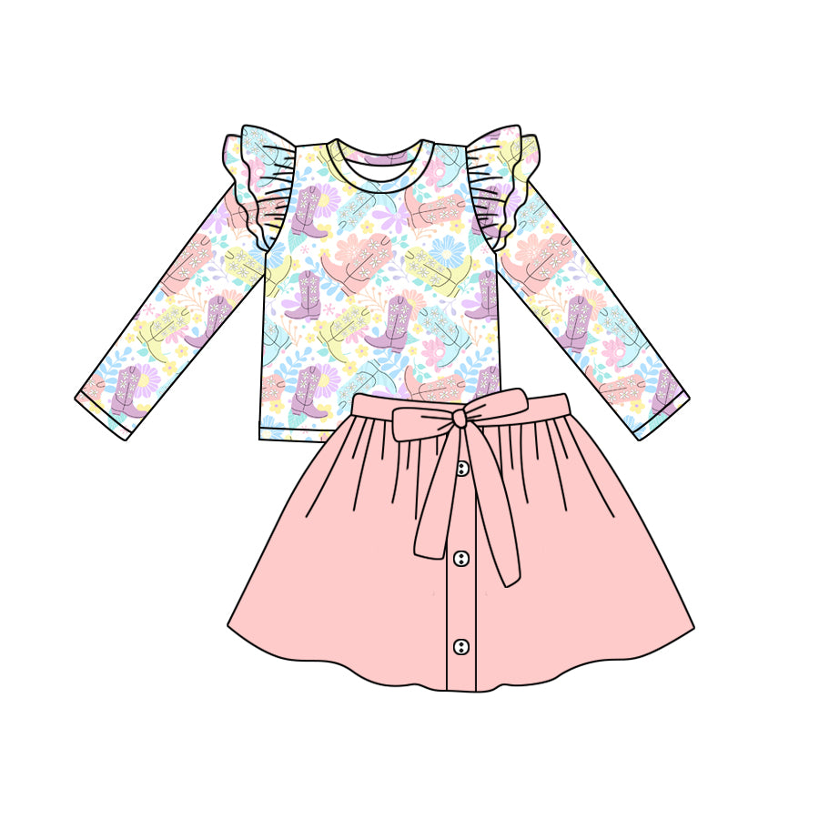 6.17 custom each style moq 5eta 4-6week baby girls clothes boots pink long sleeve girls dress