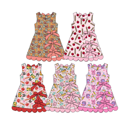 2.28 Custom moq 5 mix size Sibling Baby Girl's Back To School Sleeveless Yoga Dress Cute Toddler Girls' Summer Casual Dress