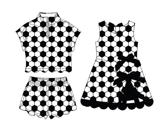 4.9 Custom moq 5 mix size Sibling Baby Girls Zipper Top Short Scallop Sets Yoga Active Scallop Short Knee Length Dress