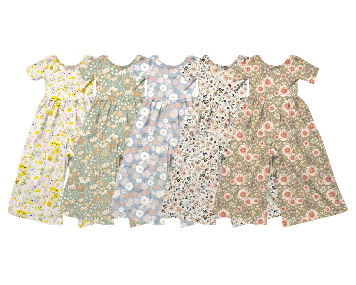 4.15 Custom moq 5 mix size Sibling Baby Girl's Colorful Flowers Short Sleeve summer jumpsuits
