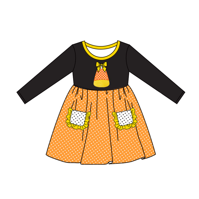 5.25 custom each style moq 5eta 4-5week Sibling Sister black top orange girls outfits dress and baby romper match family design