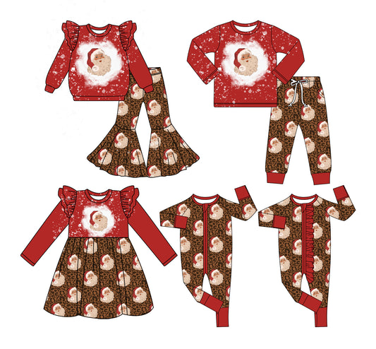 25.6.28 custom each style moq 5 eta 4-6week Sibling Sisters Christmas baby girl long sleeve pants sets 1 and sets 2 and romper 1 and romper 2 and dress match family design