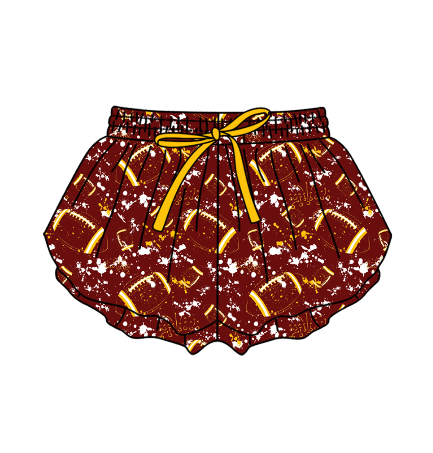 Custom moq 5 mix size milk silk summer teams Baby Girls Football  Yoga Active Ruffle Shorts Bottom for Kids