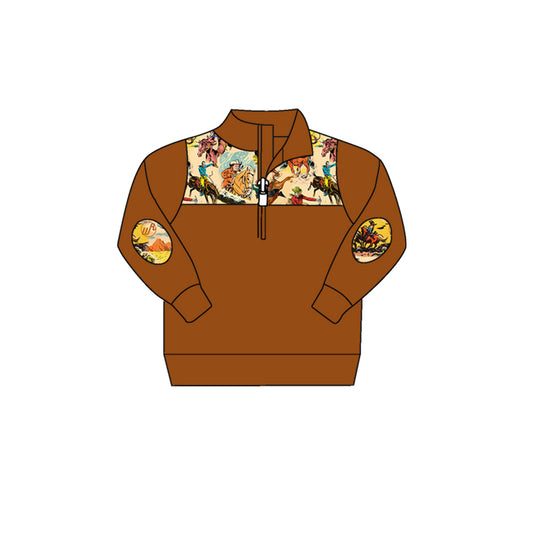 5.22custom each style moq 5eta 4-5week Sibling Sister Western denim print brown girls boys outfits and baby romper match family design