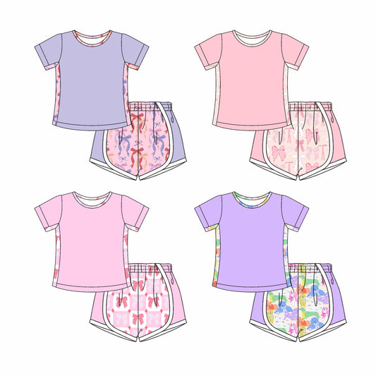 4.7 custom each style moq 5eta 4-6week Sibling Sister baby girls short sleeve set and set 4 match design