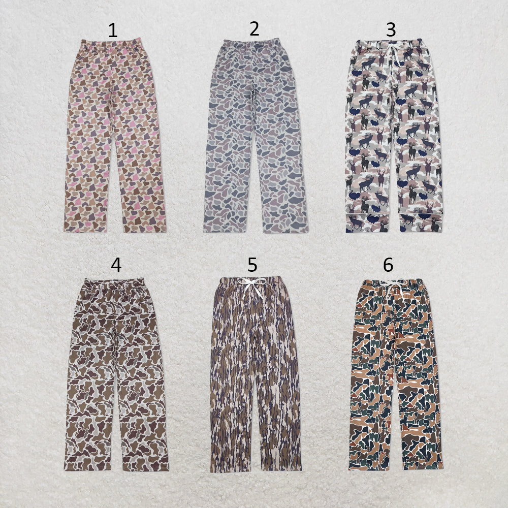 RTS NO MOQ Sibling milk silk Adult Men Camo Print Casual Long Pajama Bottom Pants Fall Loungewear