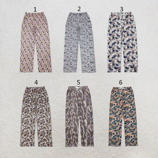 RTS NO MOQ Sibling milk silk Adult Men Camo Print Casual Long Pajama Bottom Pants Fall Loungewear