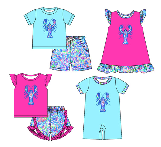 3.25 custom each style moq 5eta 4-6week Sibling Sister baby girls short sleeve set and set 2 and dress and romper match design