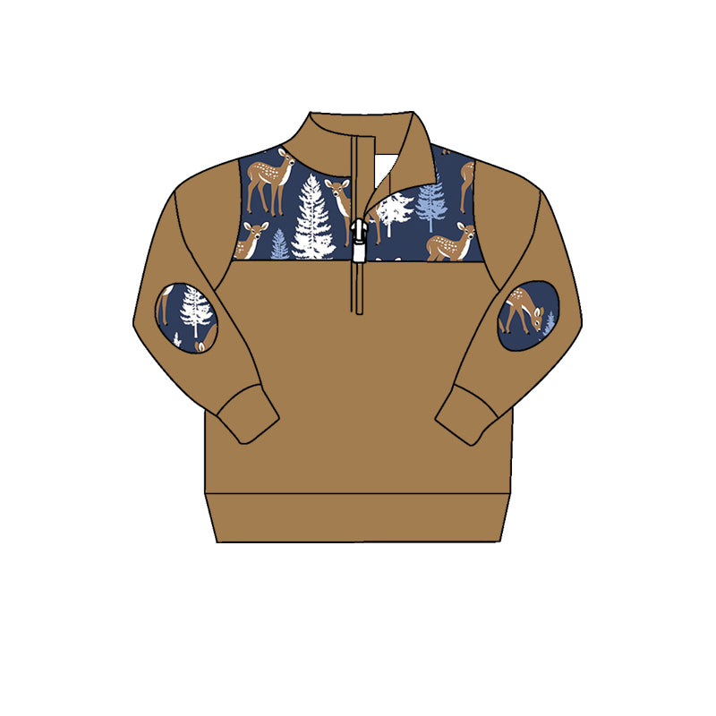 6.20 custom each style moq 5 eta 4-6week deer trees baby boys clothes long sleeve top