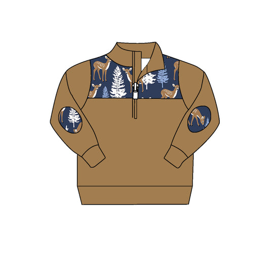 6.20 custom each style moq 5 eta 4-6week deer trees baby boys clothes long sleeve top