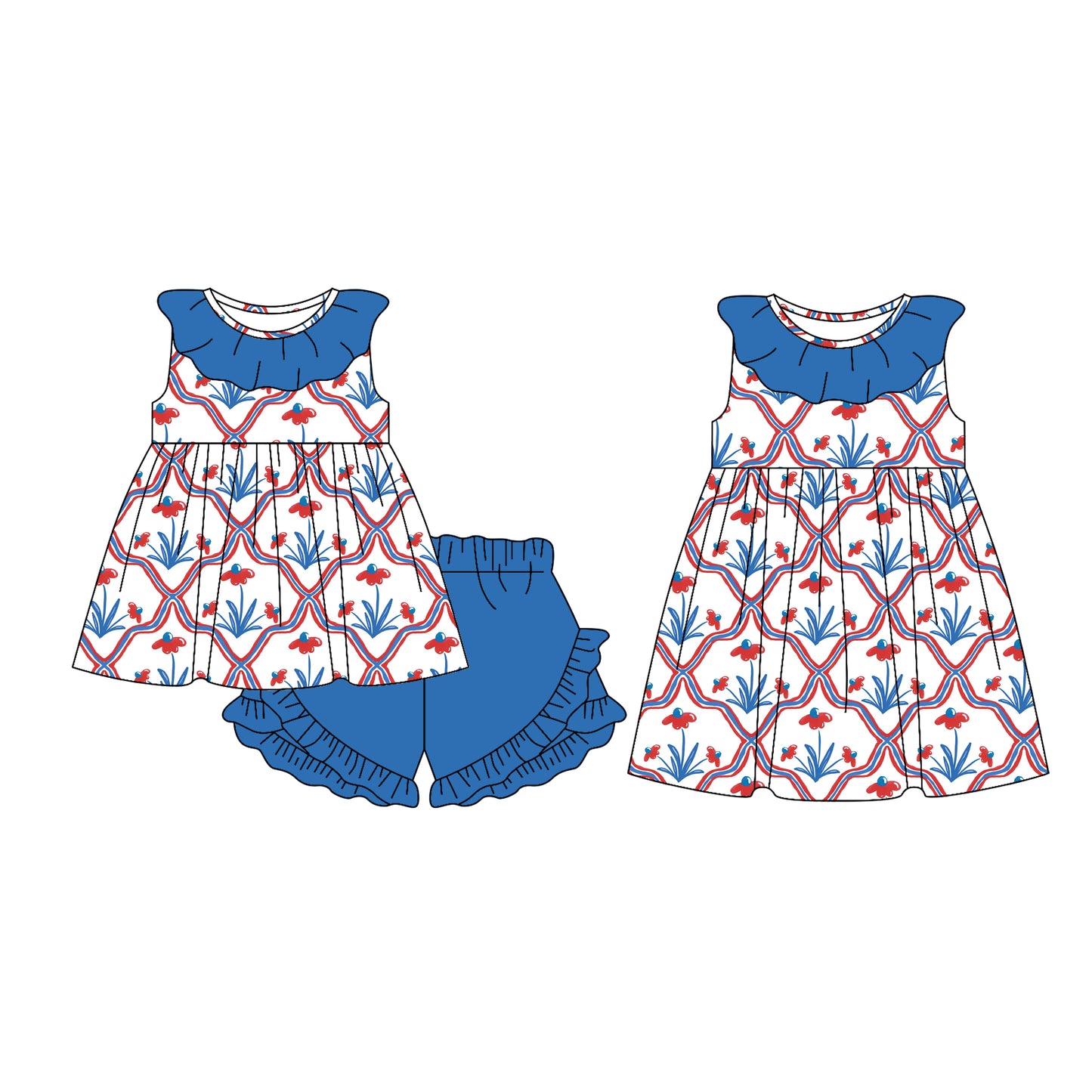 25.12.18 custom each style moq 5 eta 6-8week Sibling Sister baby short sleeve shorts sets and dress match design
