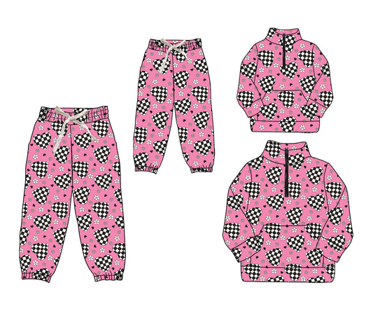 25.9.9 custom each style moq 5eta 4-6week Sibling Sister love baby long sleeve top and pant and adult top and adult pant match design