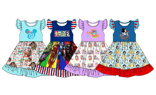 4.22 custom each style moq 5eta 4-6week Sibling Sister baby girls clothes Short sleeve dress 1 and dress 4 match family design