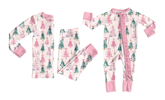 25.8.7 custom each style moq 5eta 4-6week Sibling Sister Christmas trees baby girl long sleeve pants sets and rompers match family design