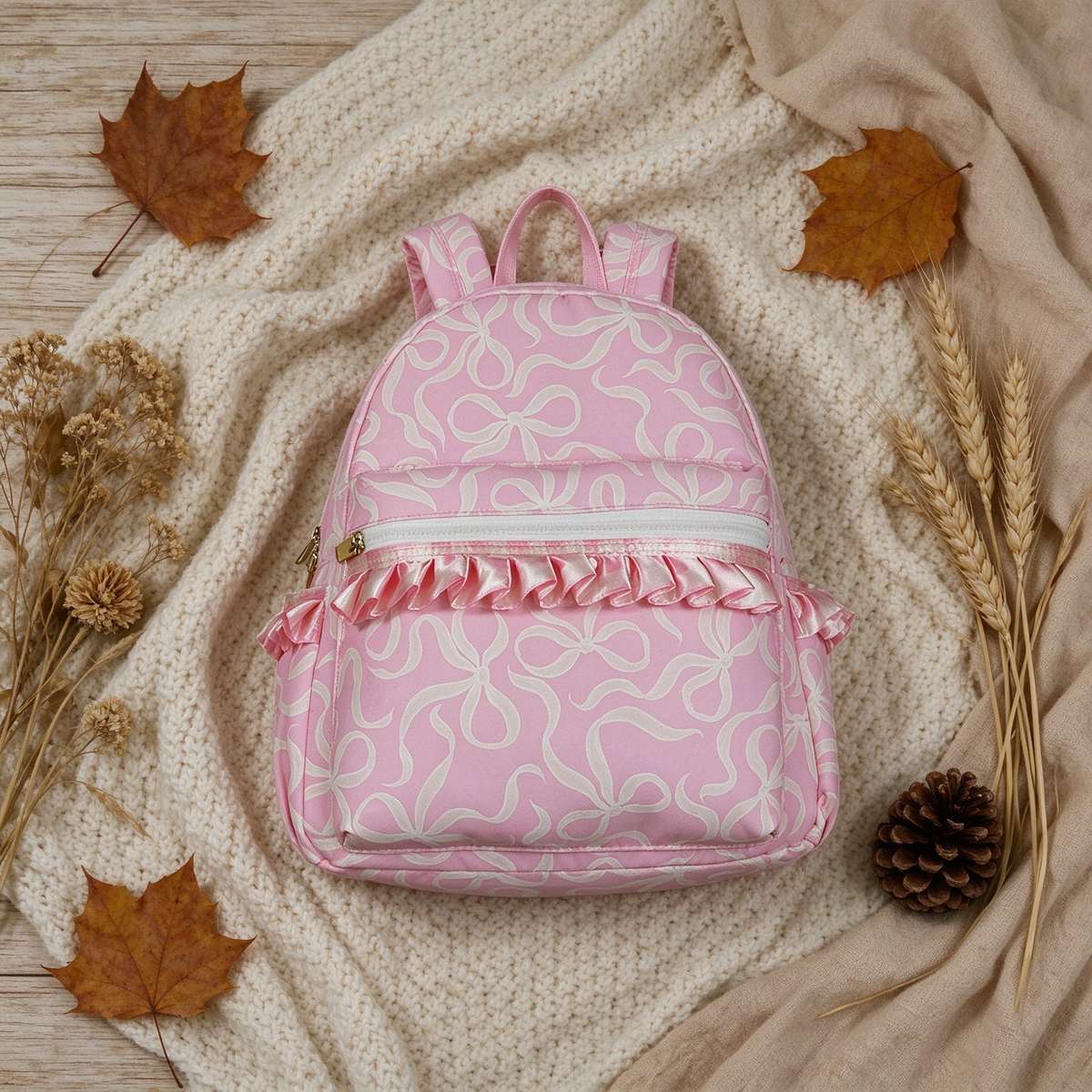 NEW RTS NO MOQ Bags BA0459 Kids Girls Pink Bows Plaid Cute School Backpack Bags