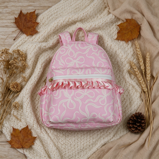 NEW RTS NO MOQ Bags BA0459 Kids Girls Pink Bows Plaid Cute School Backpack Bags