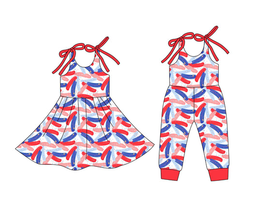 25.12.24 custom each style moq 5 eta 6-8week Sibling Sister baby short sleeve romper and dress match design