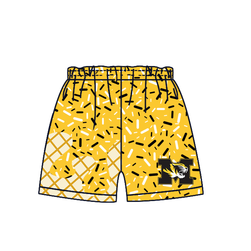 Custom summer teams baby girls clothes team yellow hooded long sleeve tops and short sleeve top and dress and pants and shorts-25.5.28