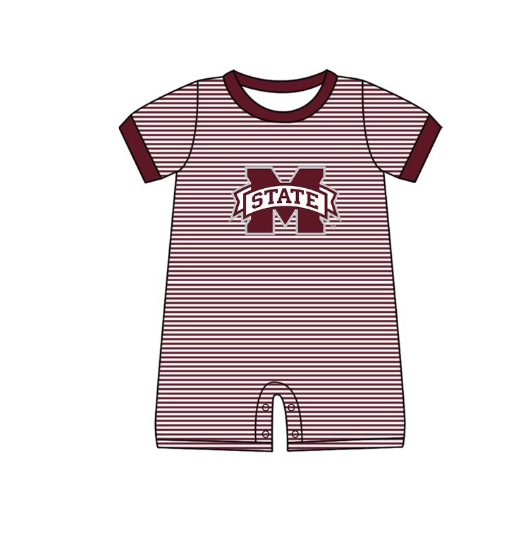 Custom moq 5 mix size milk silk summer teams Baby Boys And Girls Red Short-Sleeved Shirt And Shorts Set Matching Striped Rompers Outfit Set
