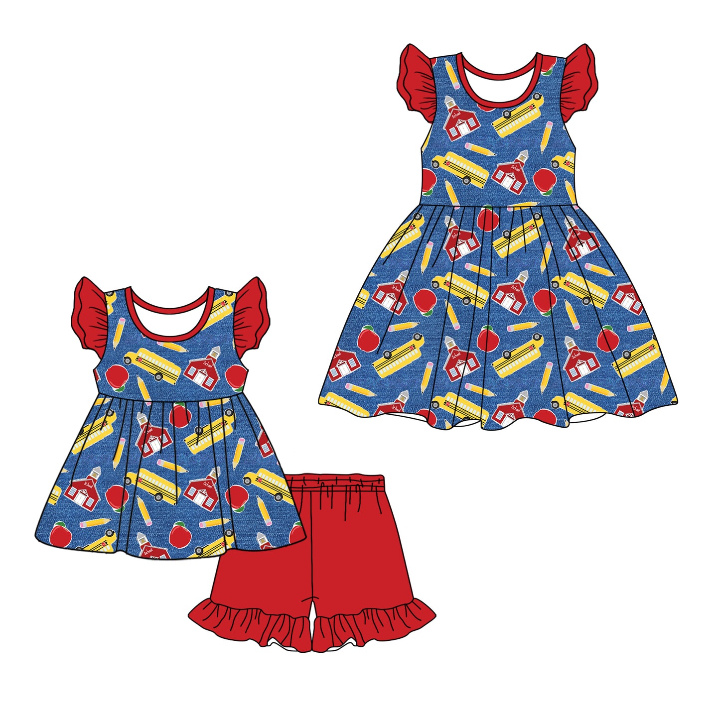 12.28 custom each style moq 5eta 4-6week Sibling Sister baby girl short sleeve shorts sets and dresses match design