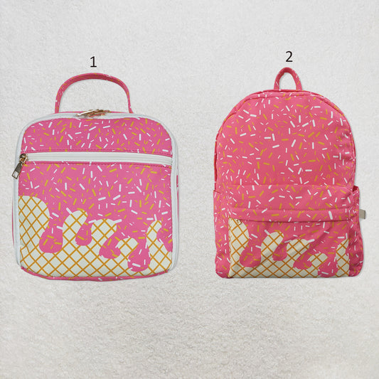 RTS NO MOQ Sibling Bags Baby Kids Pink Drips Sprinkles Print Backpacks Bags Boxes