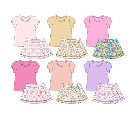 25.5.28 custom each style moq 5eta 4-6week Sibling Sisters baby girl short sleeve skirt set 1 and skirt set 6 match family design