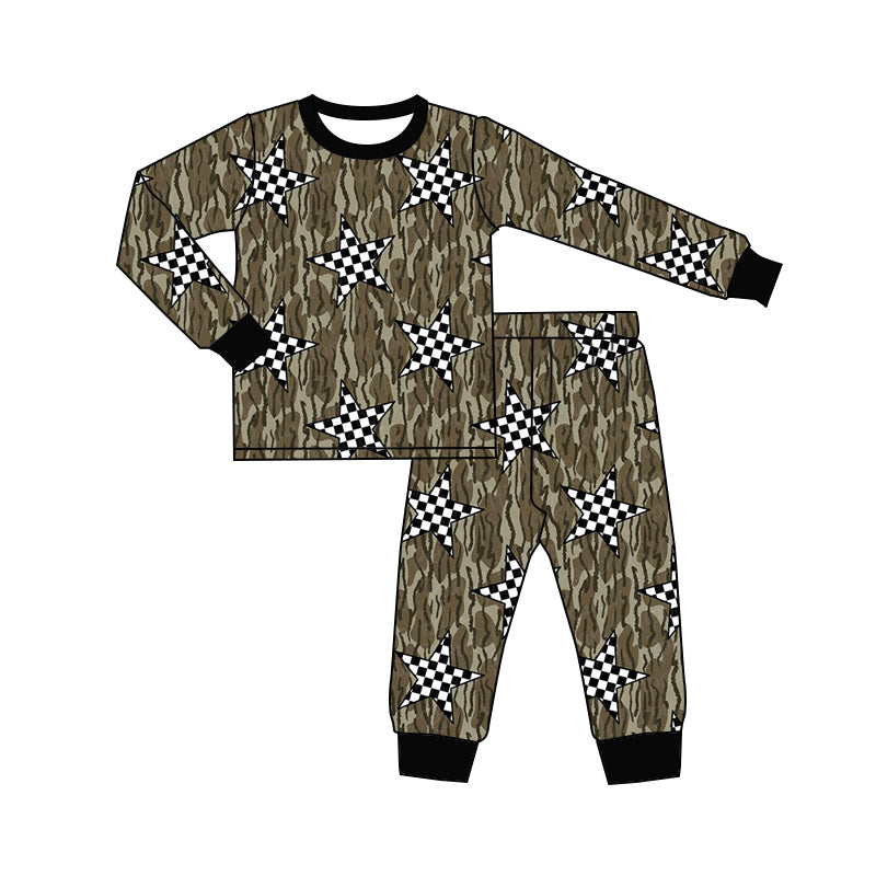 10.18 custom each style moq 5eta 4-6week Sibling stars camouflage baby boy sets and rompers match family design